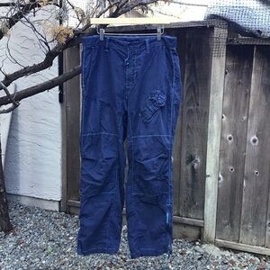 Vintage Gap Paratrooper Blue Cargo Pants 34x32 Nylon Blend Zip Hem Utility Style